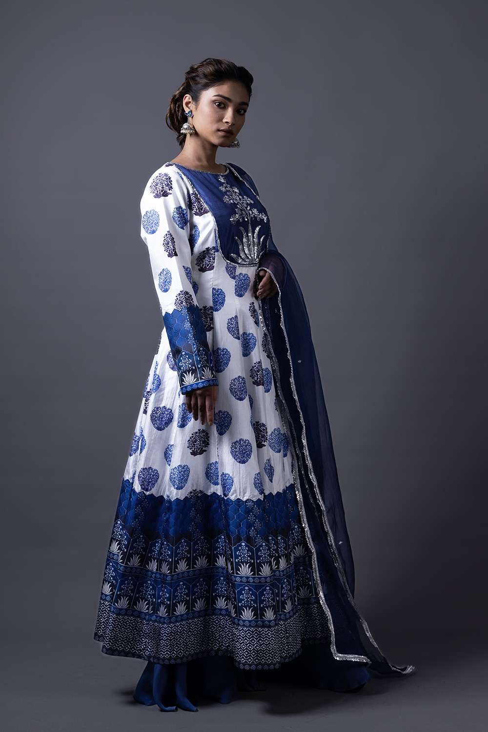 Neeli buti Hand Embroidered twinning set for Mom + Son image 4