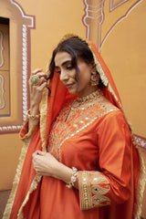 Hand embroidered katdana work kurta set with dupatta image 3