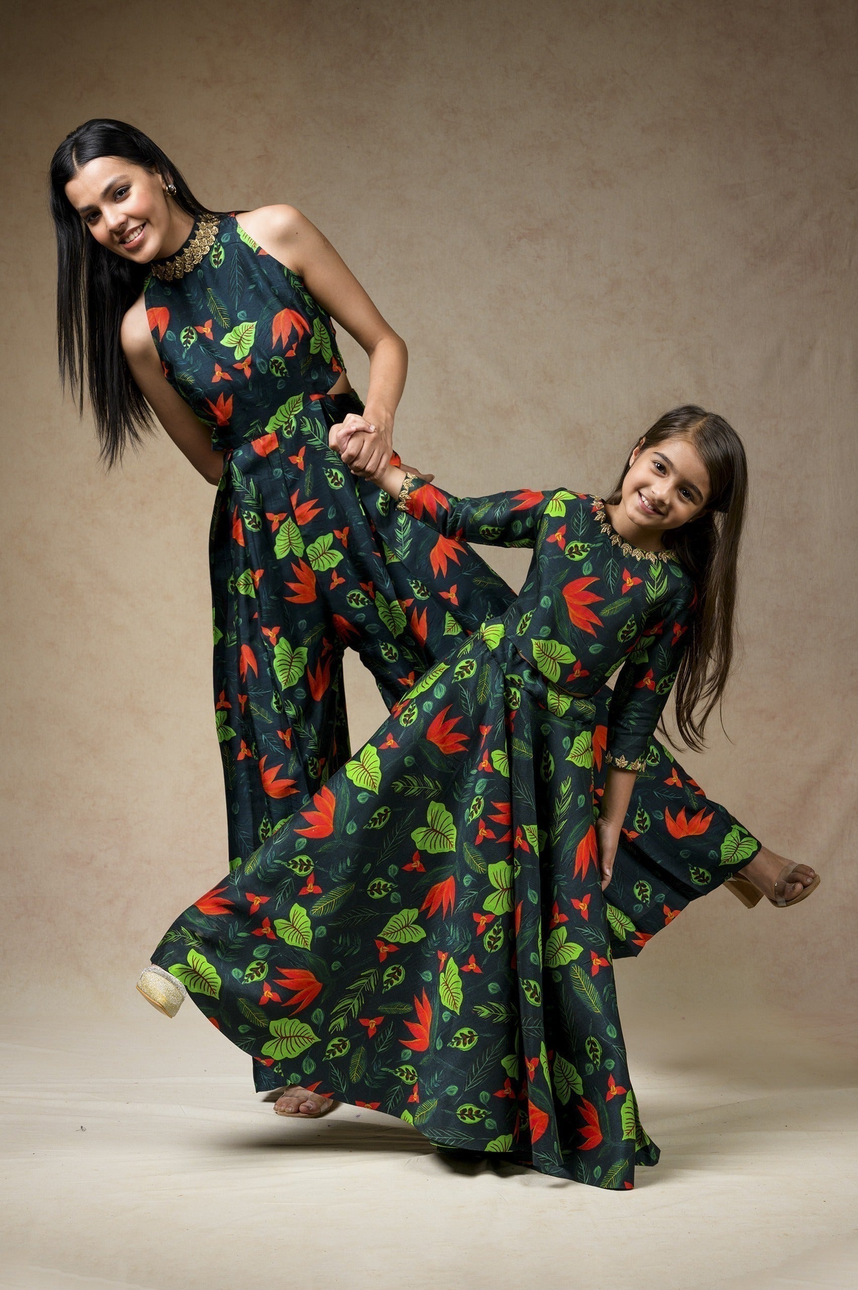 Hand embroidered Lily print twinning set for Mom + Daughter + Son (Copy) image 10