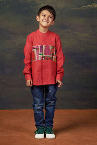 Red  Shirt with Jharokha Panel image 0