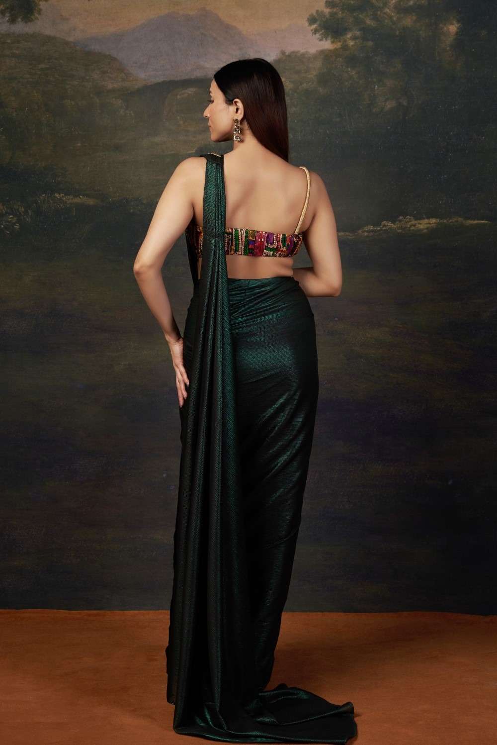 Intricate Handwork Pre-Draped Saree image 7