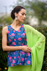 Peblum kurti with gharara, dupatta image 3