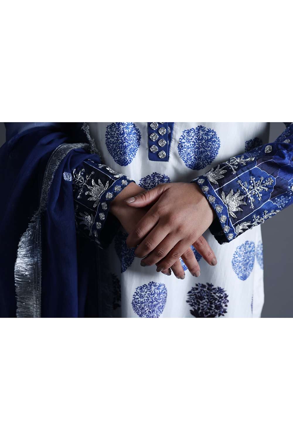 Neeli Buti Zardozi Work  twinning set for Mom + Daughter image 6