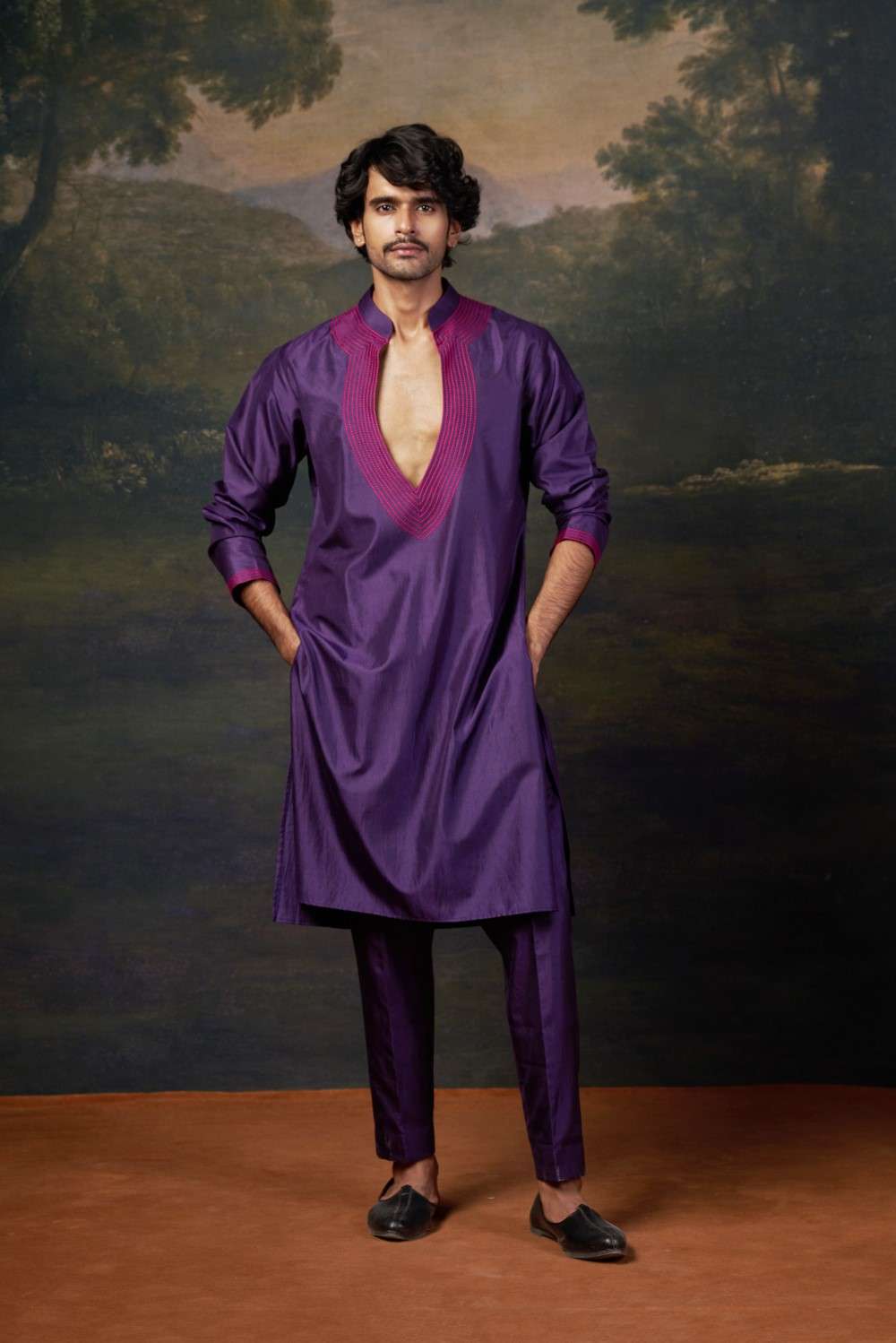 Thread Work Kurta Pyjama Set image 1