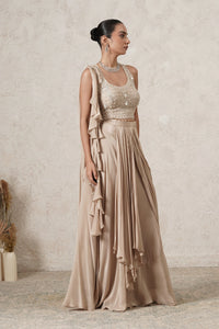 Lehar Ruffle Pre-Draped Saree with Sequin Blouse