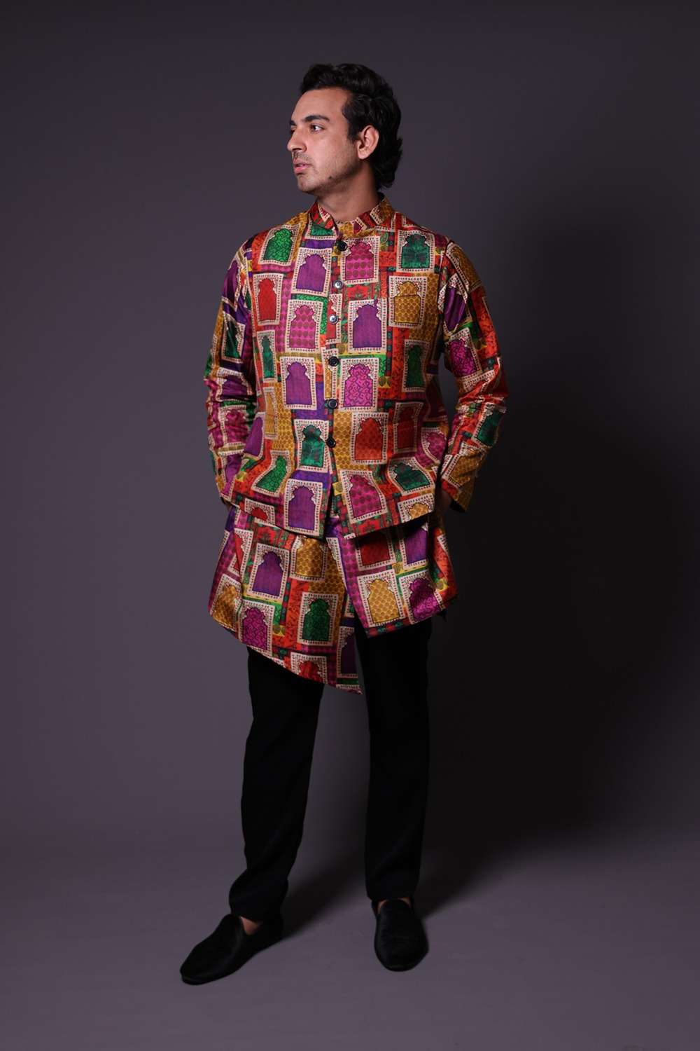 Hand-Embroidered Jharokha Print Twinning Set for Mom + Father  + Daughter image 10