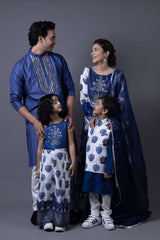 Neeli buti Hand Embroidered twinning set for Mom + Father  + Daughter + Son image 0