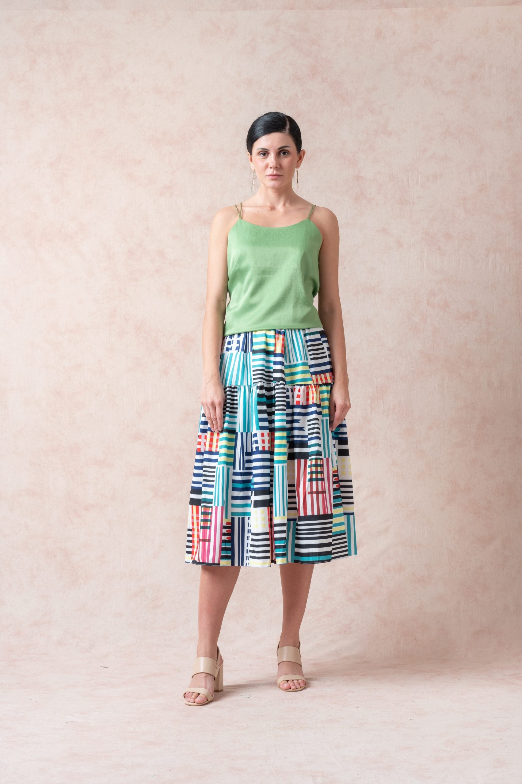 Multi-Color Stripe Maxi Skirt image 1