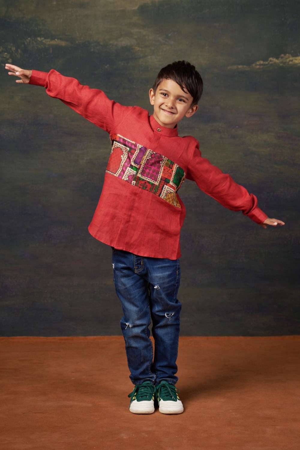 Red  Shirt with Jharokha Panel image 1