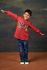 Red  Shirt with Jharokha Panel image 1