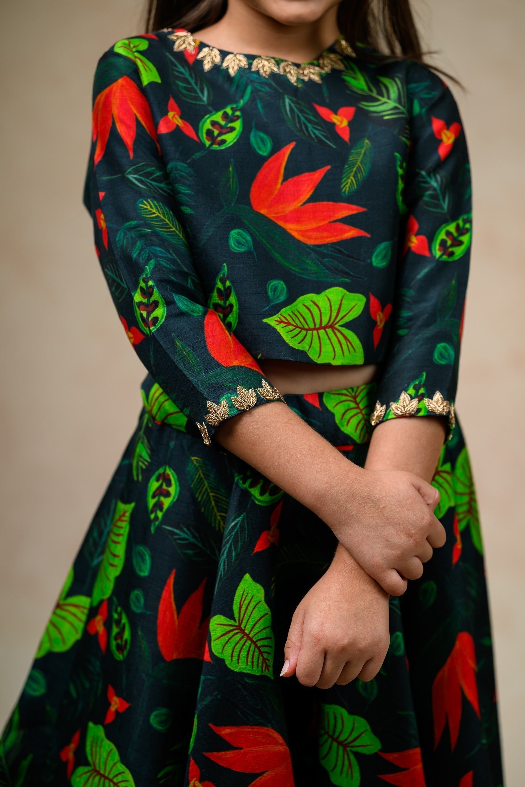 Hand Embroidered Flared Lehenga image 5