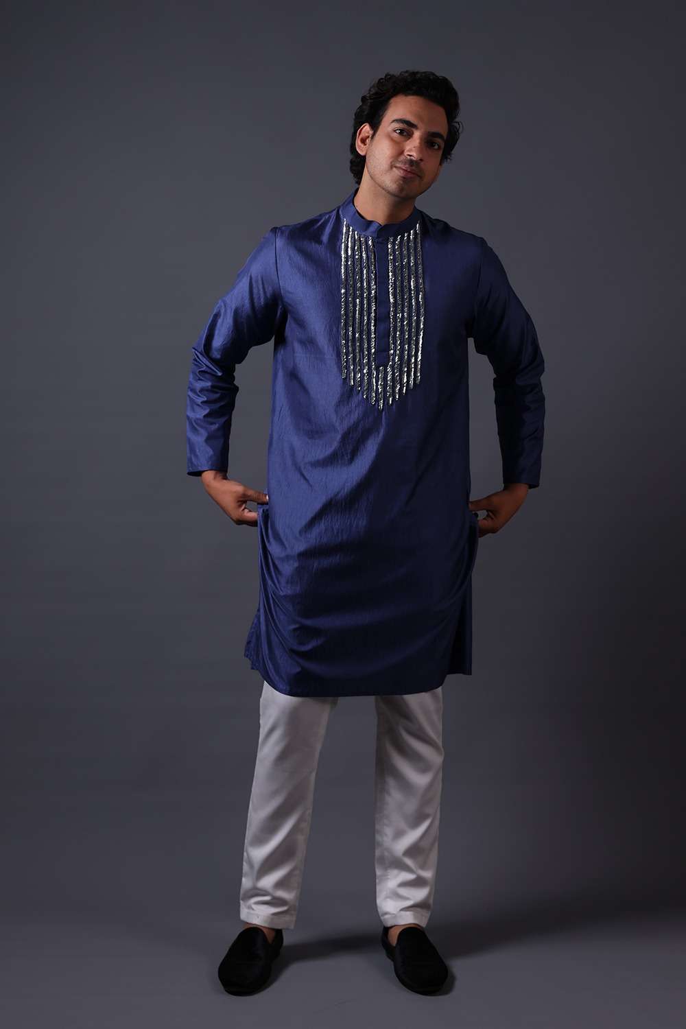 Neeli buti Hand Embroidered twinning set for Men + Women image 3