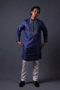 Neeli buti Hand Embroidered twinning set for Men + Women image 3