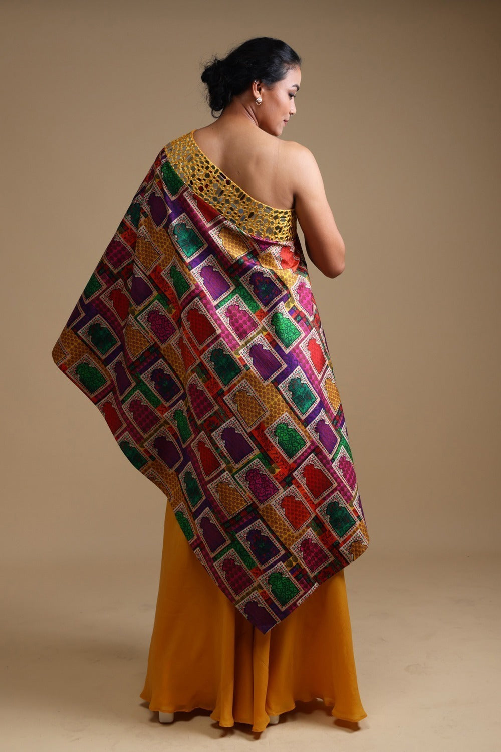 Actor Kishori Shahane (Kaku) in our Hand Embroidered Off Shoulder With Sharara image 8