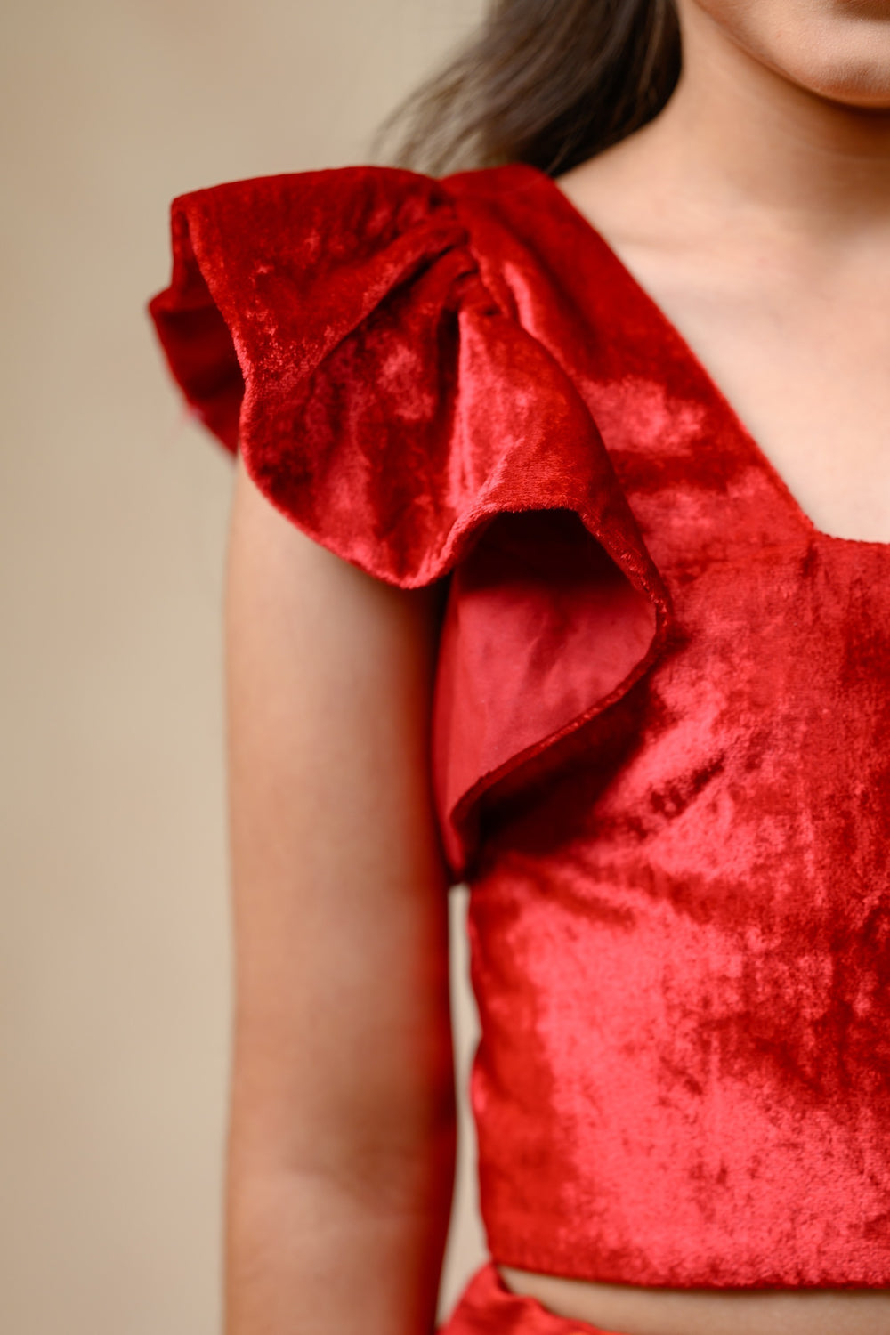 Hand Embroidered Lehenga With Ruffle Blouse And Feather Dupatta image 9