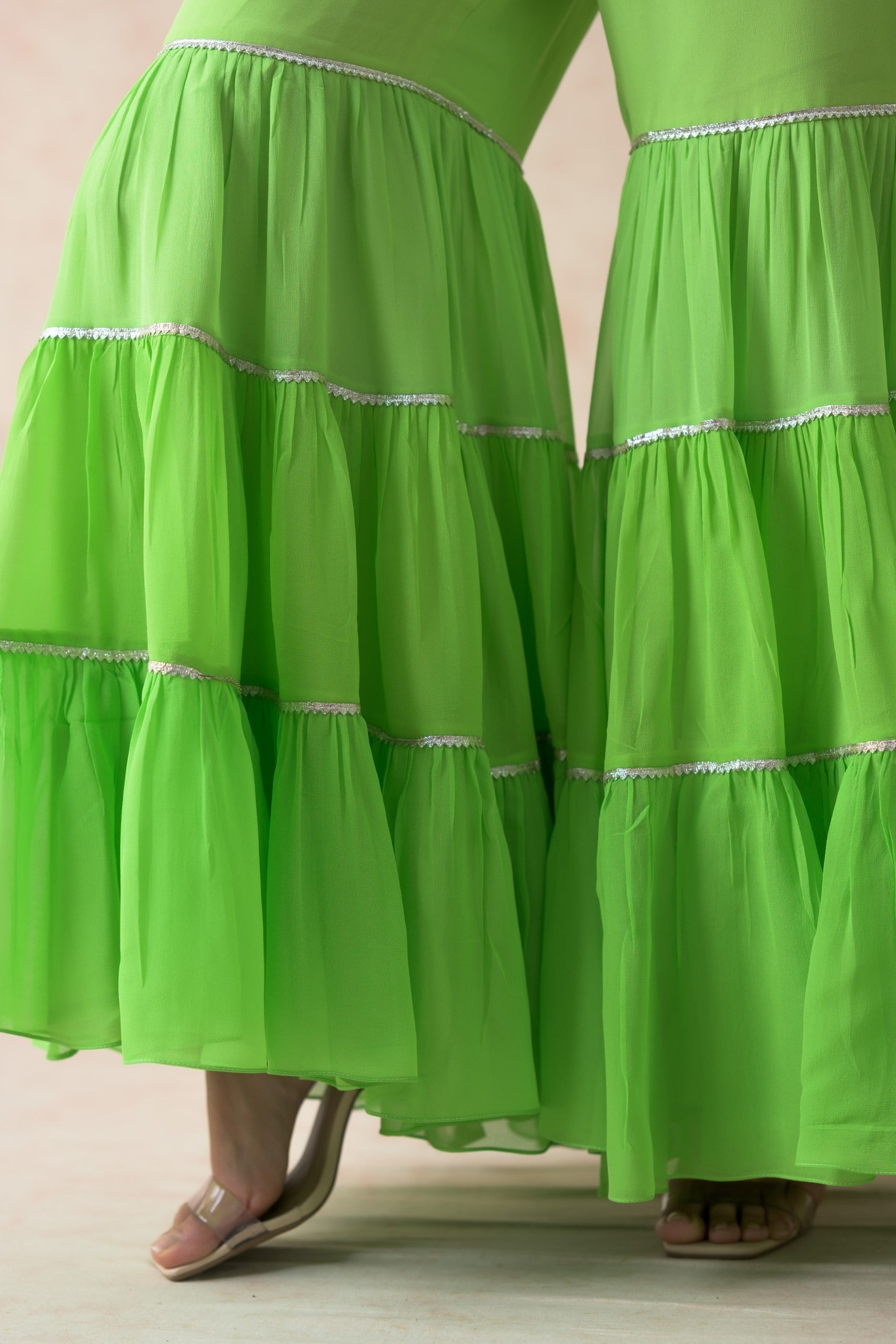 Peblum kurti with gharara, dupatta image 11