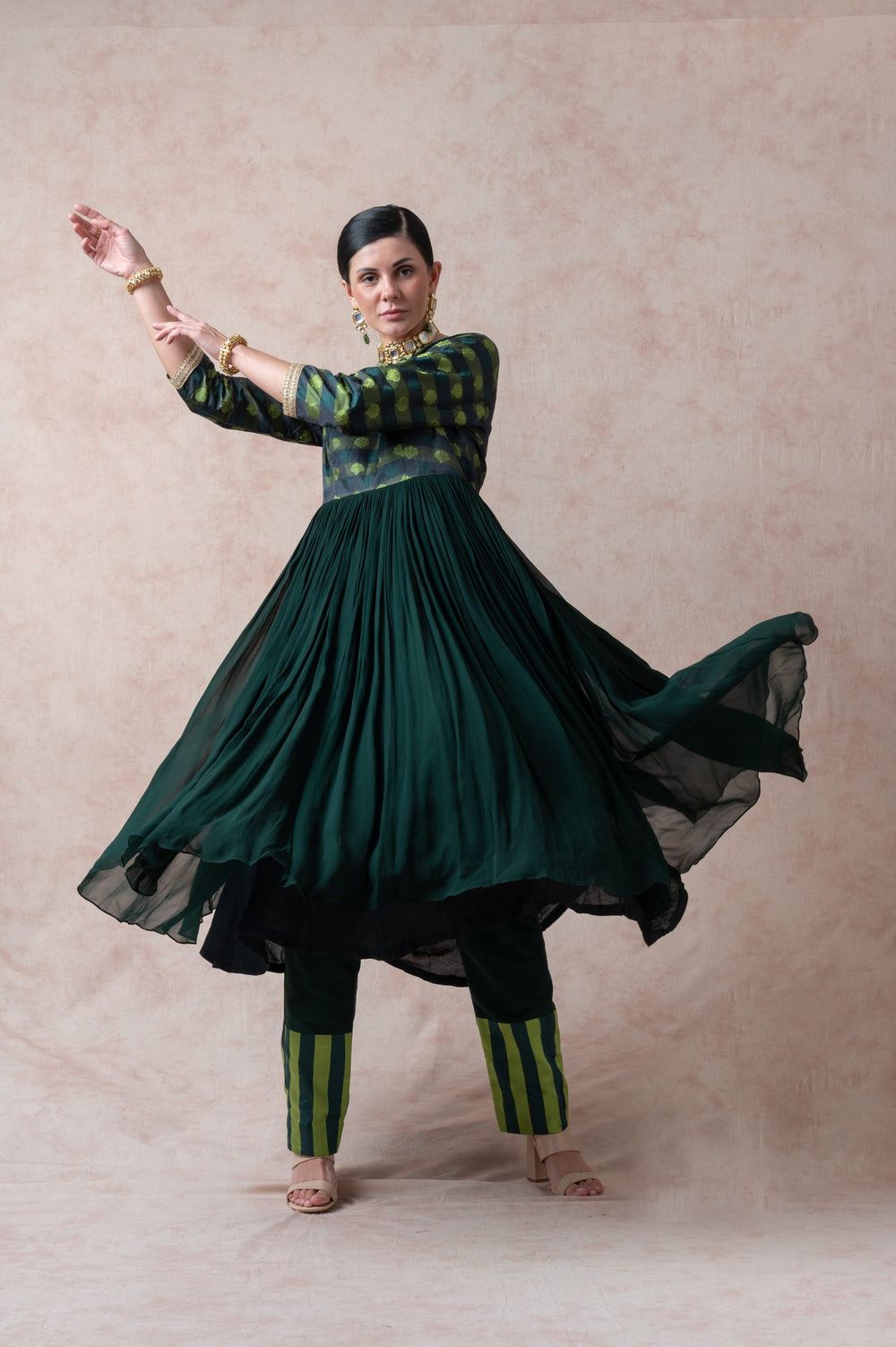 Tanchoi Silk Anarkali with palazzo, dupatta image 1