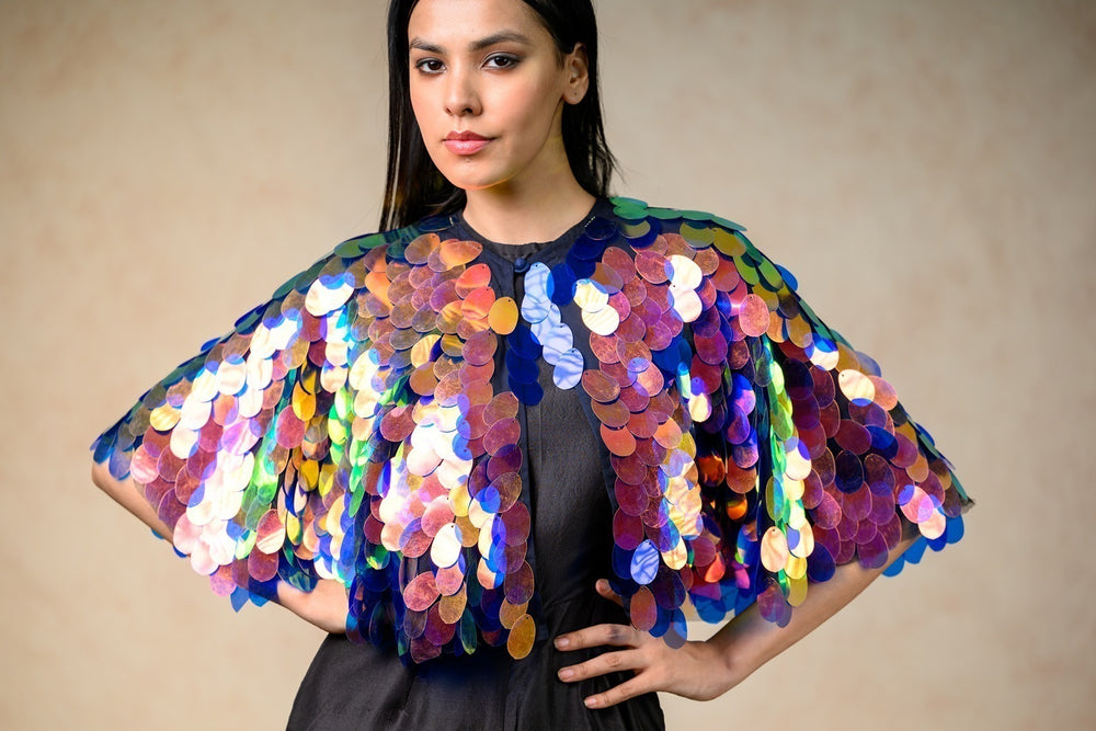 Embellished Cape With Jumpsuit image 7