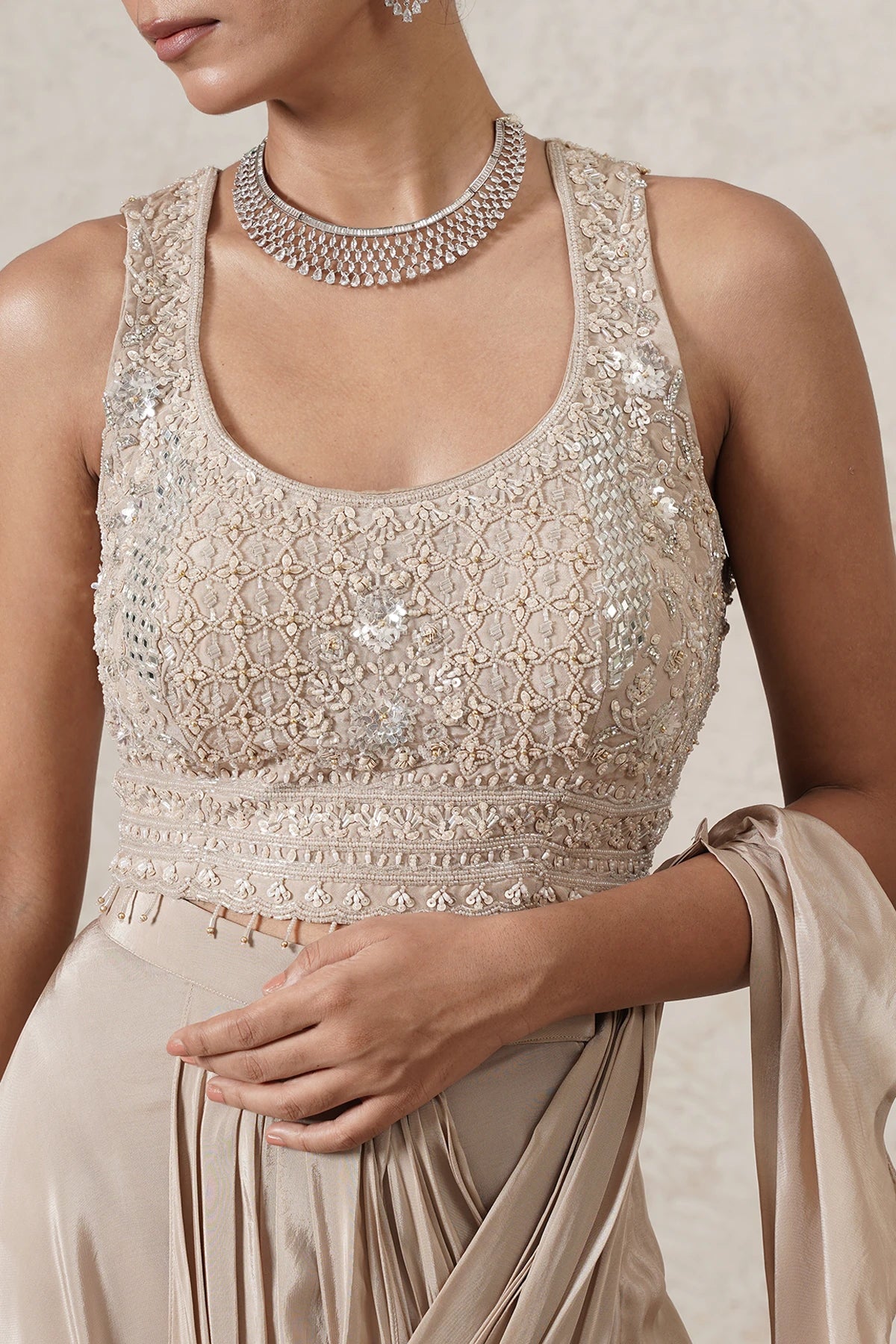 Lehar Ruffle Pre-Draped Saree with Sequin Blouse
