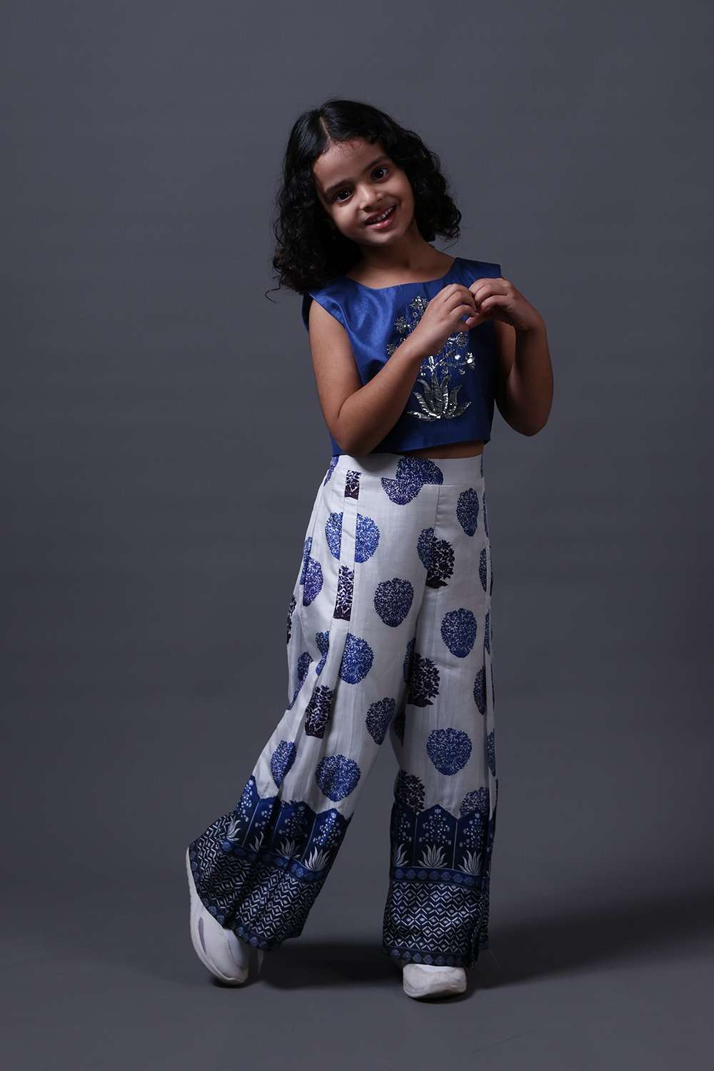 Neeli buti Hand Embroidered twinning set for Mom + Daughter + Son image 11