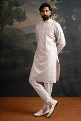 Champagne Hand embroidered  Mirror Work Kurta with Matching Pyjama image 3