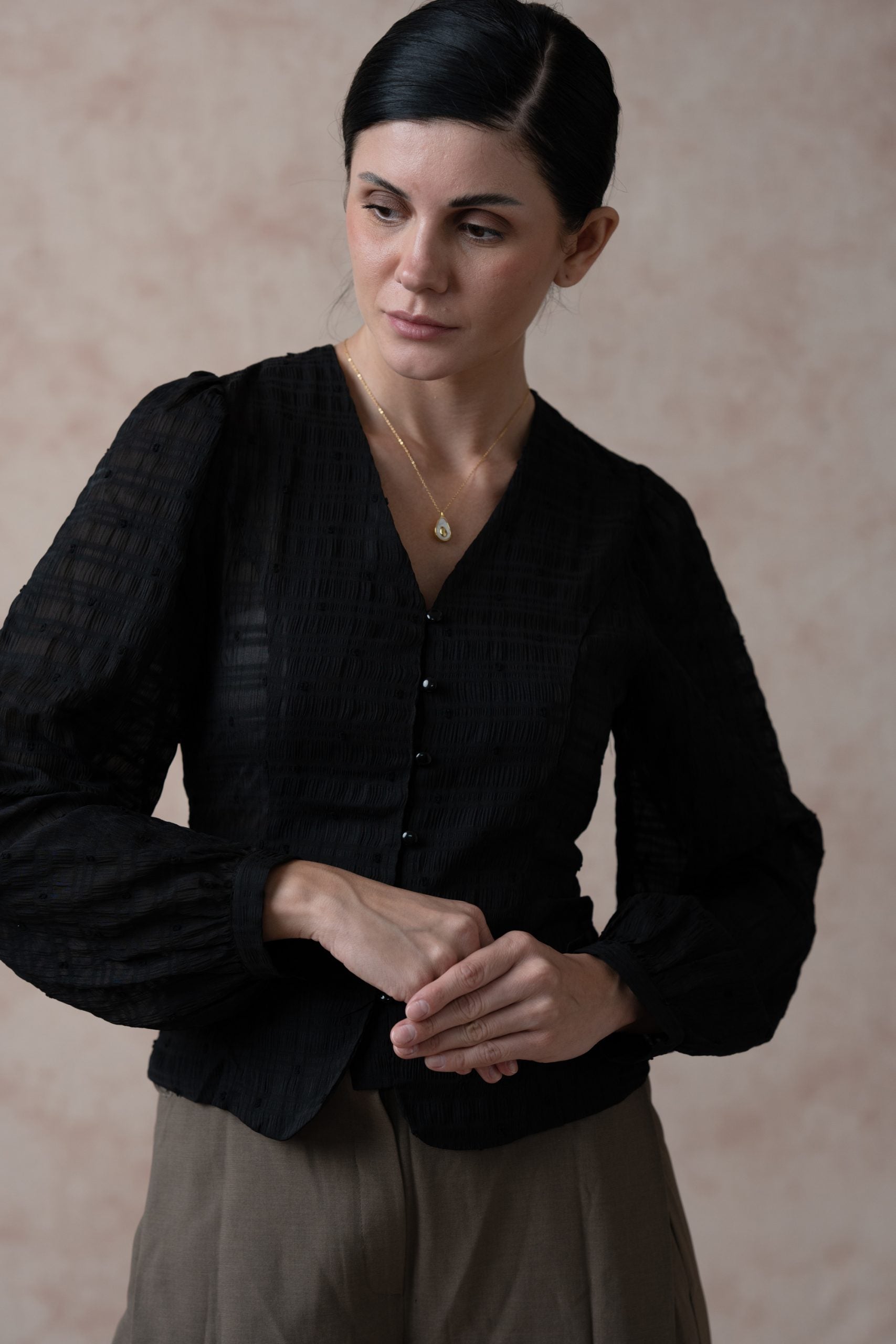 Pine Cone Black Sheer Top image 3