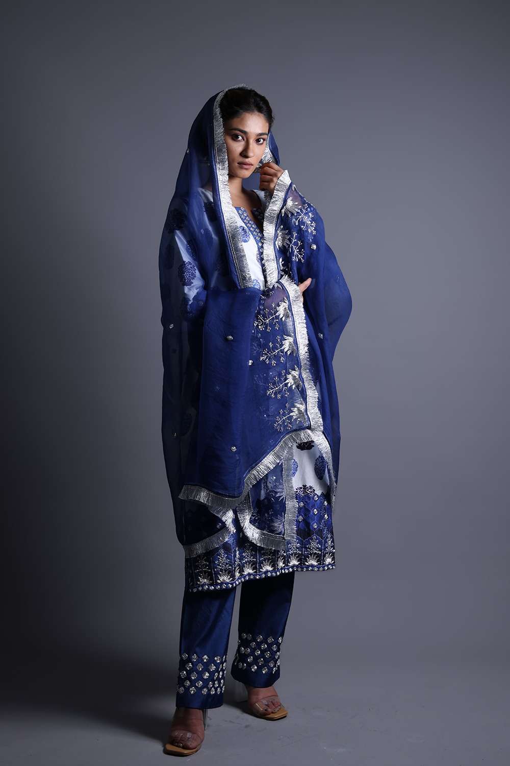 Neeli Buti Zardozi Work  twinning set for Mom + Daughter image 9