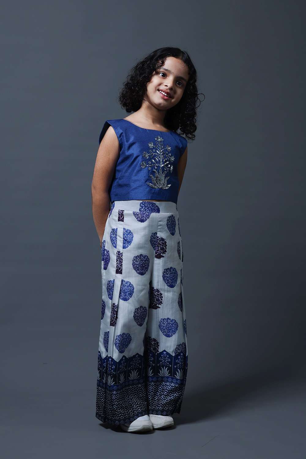 Neeli buti Hand Embroidered twinning set for  Father + Daughter + Son image 7