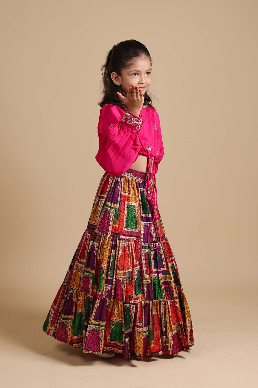 Hand-Embroidered Jharokha Print Twinning Set for  Sisters image 12