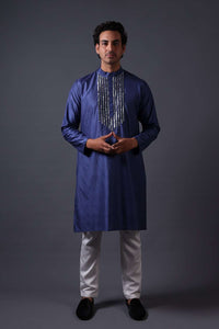 Neeli buti Hand Embroidered twinning set for  Father + Daughter + Son image 1