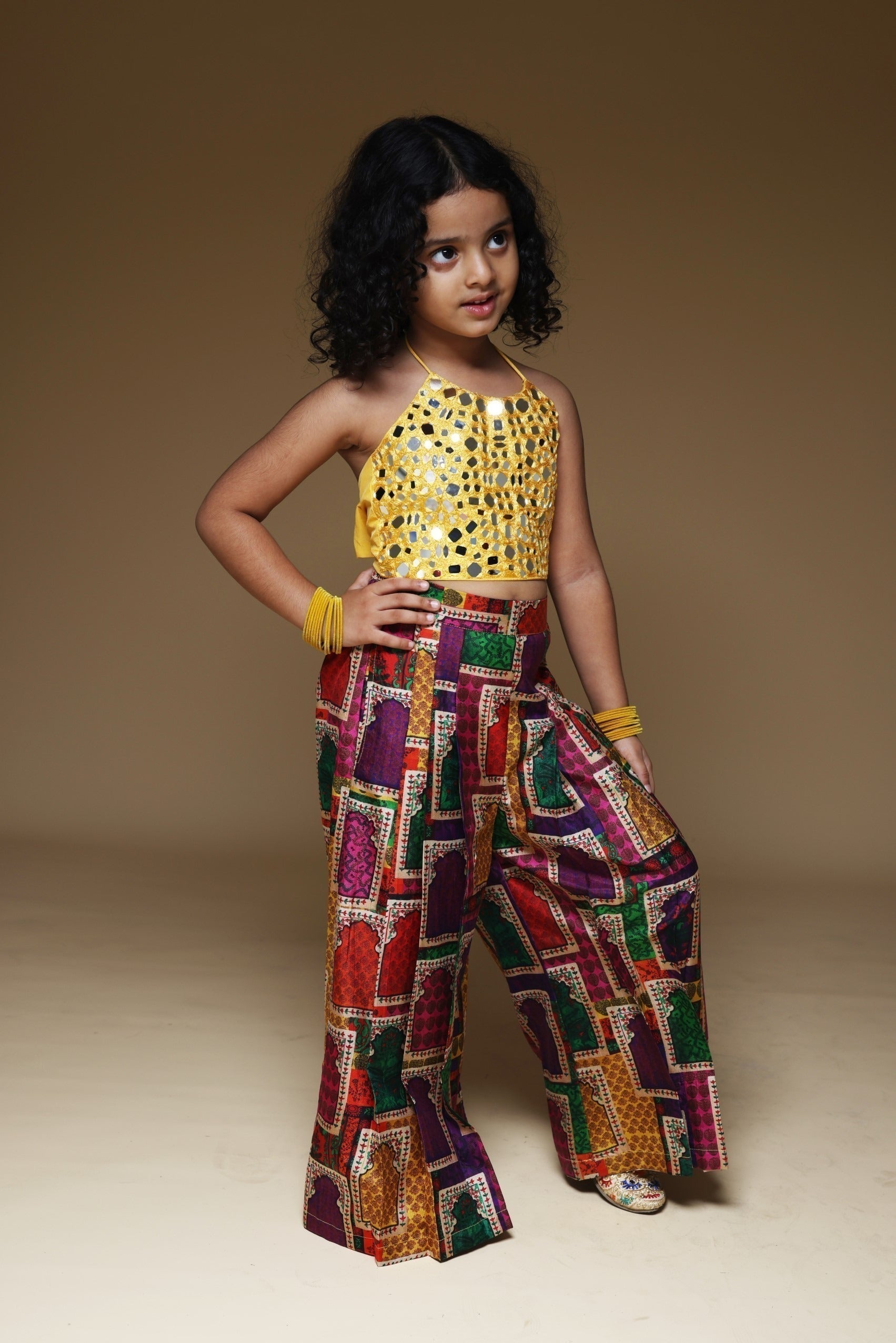 Hand Embrodiered Halter Top With Pleated Pant image 1