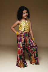 Hand Embrodiered Halter Top With Pleated Pant image 1