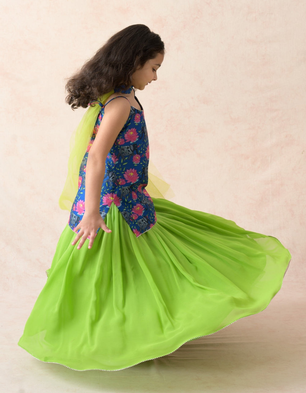 Kurti with silk lehenga, dupatta image 5