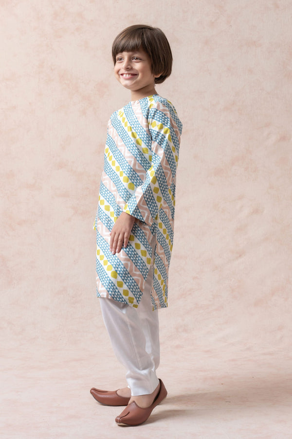 Geometric print kurta, pyjama image 1