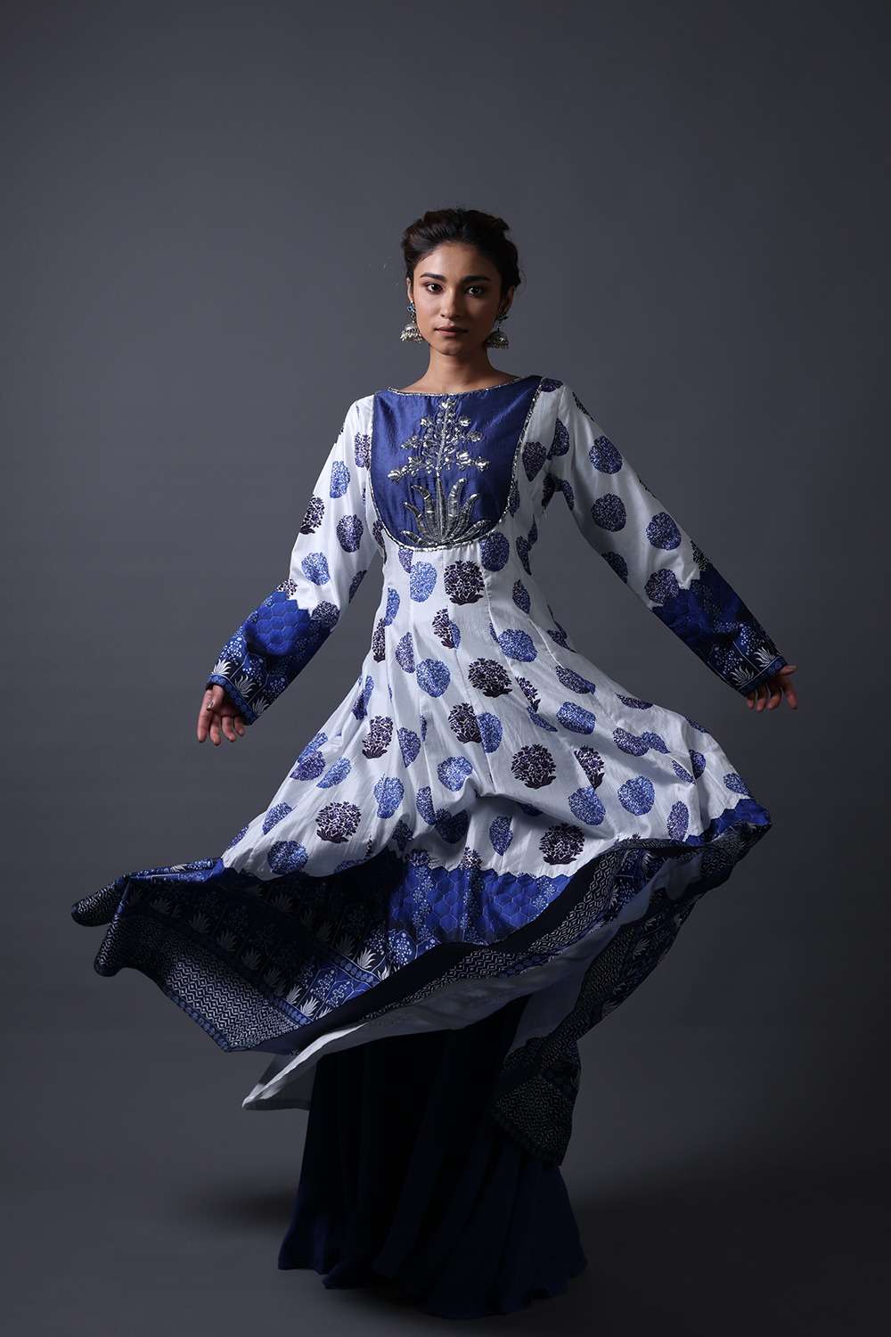 Neeli buti Hand Embroidered twinning set for Mom + Daughter + Son image 5