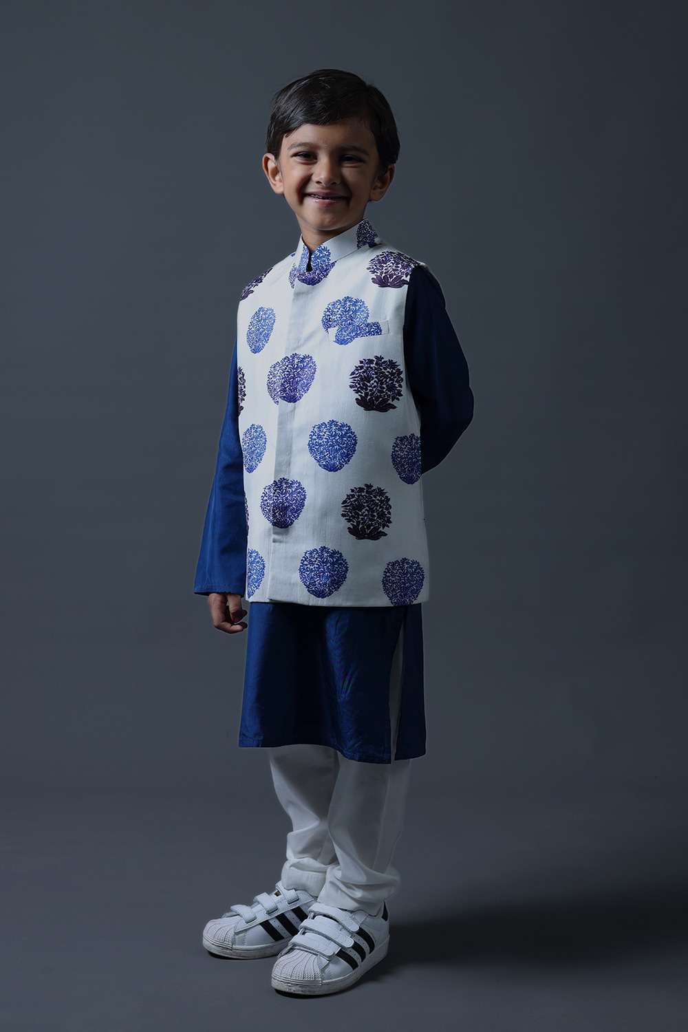 Neeli buti Hand Embroidered twinning set for  Father + Daughter + Son image 15