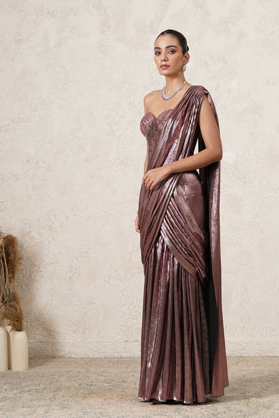 Masoom embroidered corset blouse with Metallic Pre-Draped Saree