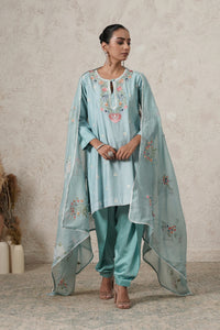 Aasmani Hand-Embroidered Kurta Set