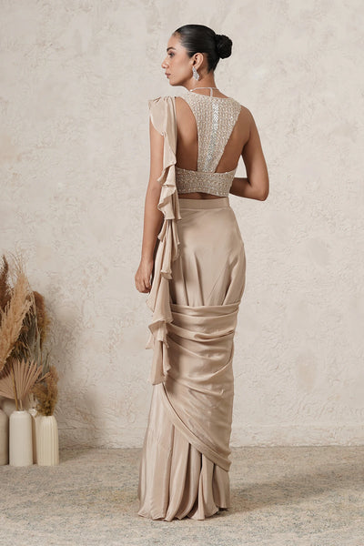 Lehar Ruffle Pre-Draped Saree with Sequin Blouse