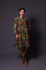 Printed Pin-Tuck Kurti with Hand Embroidery image 0