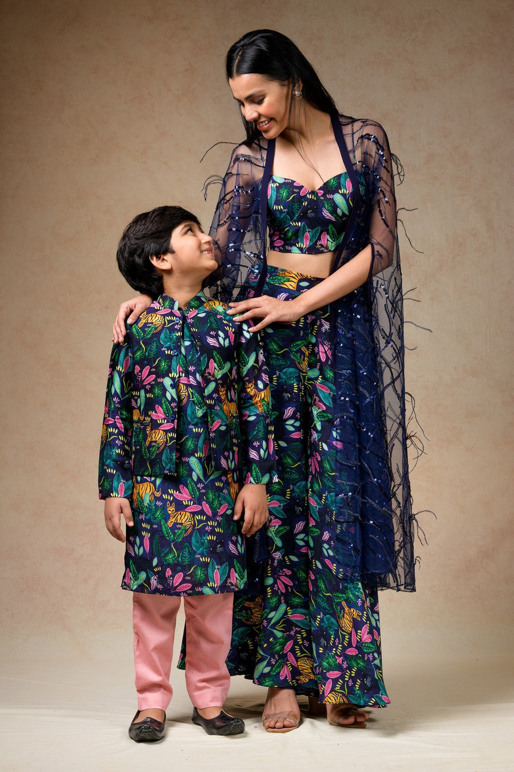 Multicolor jungle print twinning set for  Sister + Brother image 19