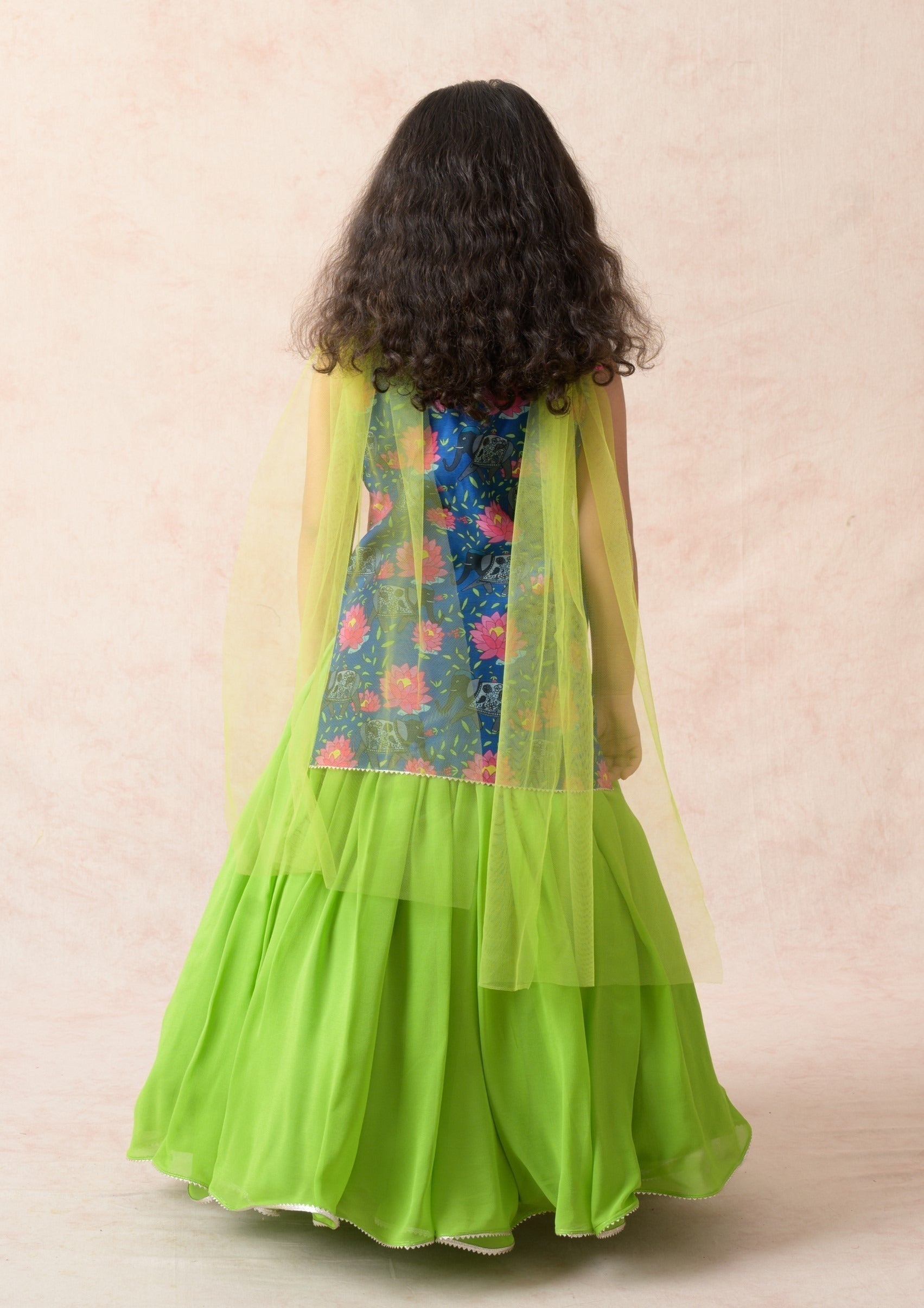 Kurti with silk lehenga, dupatta image 6