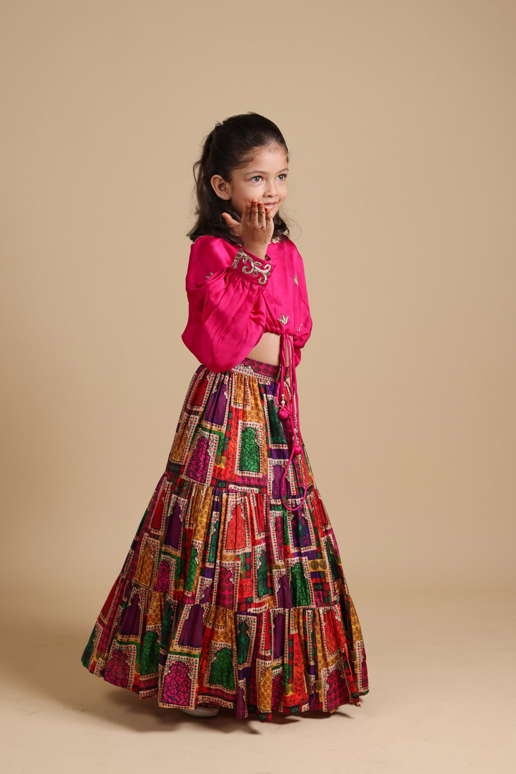 Hand Embroidered Top With Lehenga image 2