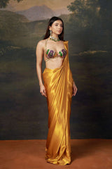 Khushi Karki in our Liquid gold saree with Cleopatra blouse image 3