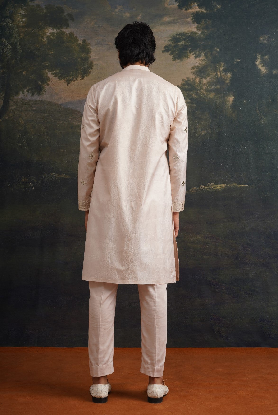 Golden sand Hand-Embellished Mirror Work Kurta Set image 3