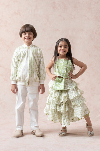Chanderi silk bomber jacket image 6