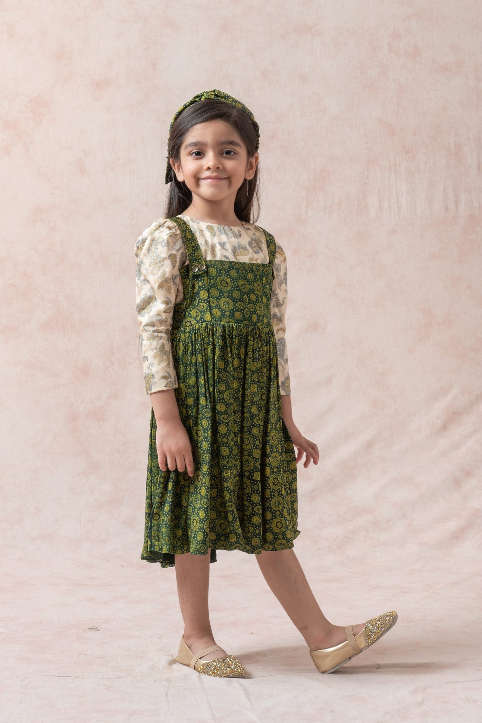 Ajrakh print frock with crop top image 2