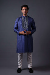 Neeli buti Hand Embroidered twinning set for Father  + Son image 1