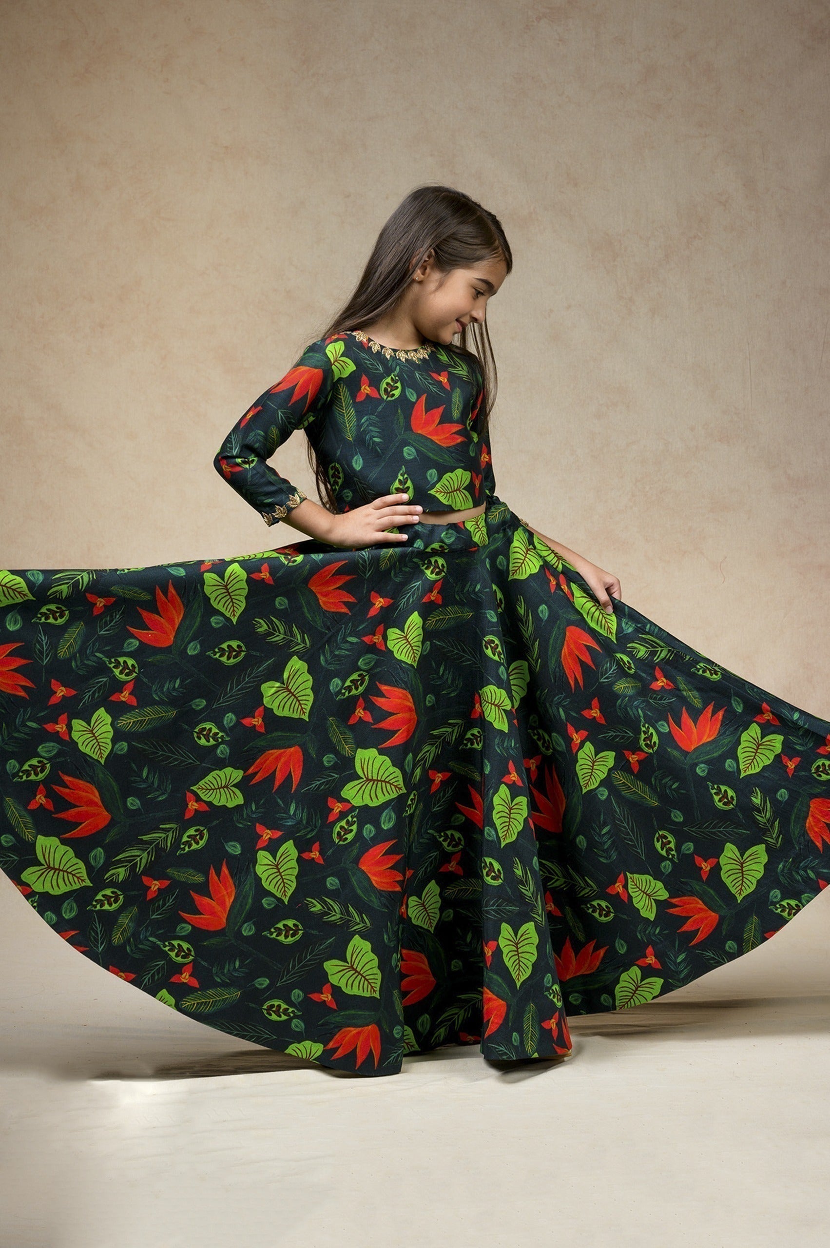 Hand Embroidered Flared Lehenga image 1