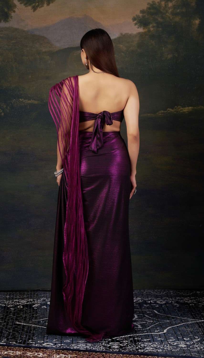 Embellished Saree gown with Intricate Katdana & Wire Work Pallu image 6